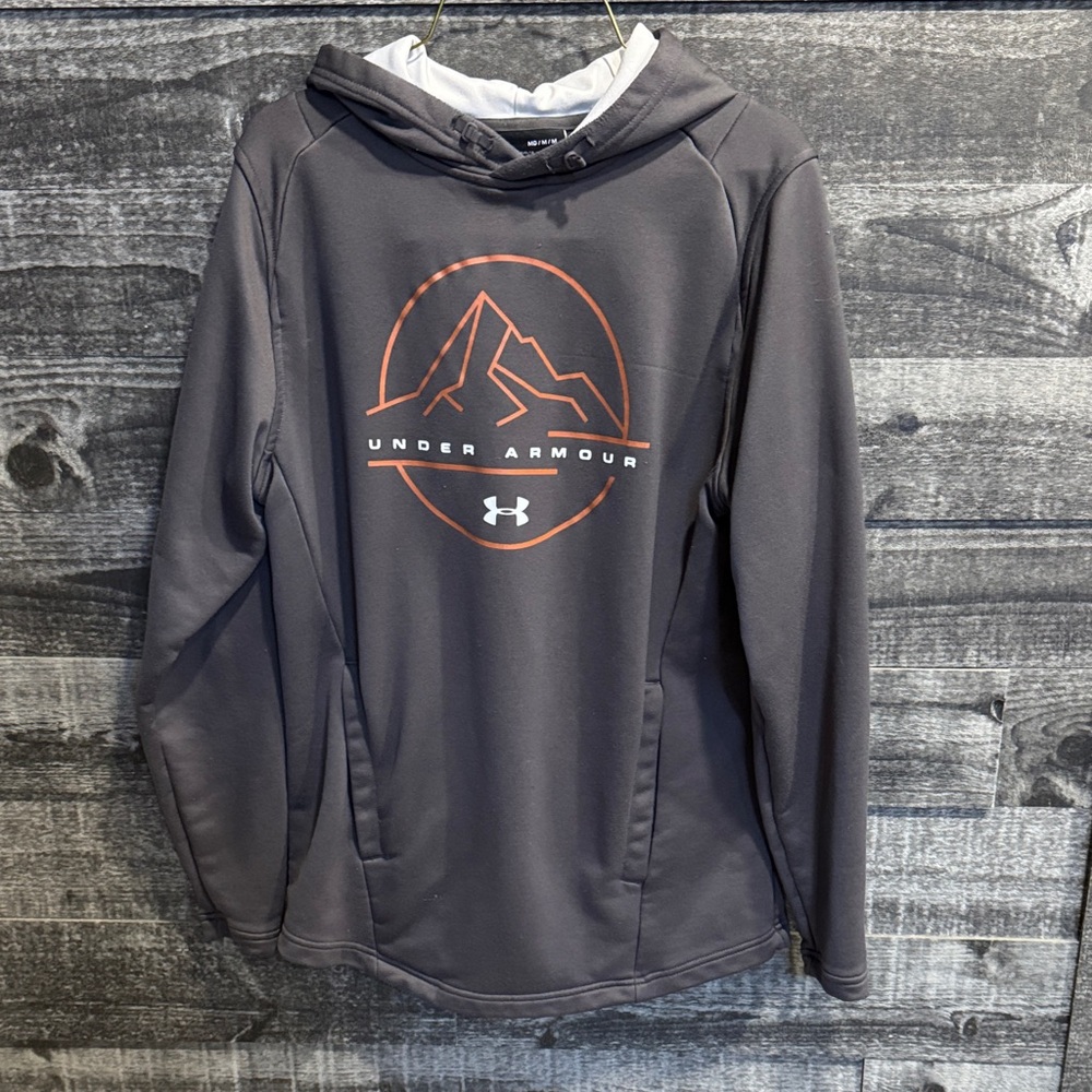 Under Armour Charcoal Hoodie with Bold Orange Graphic